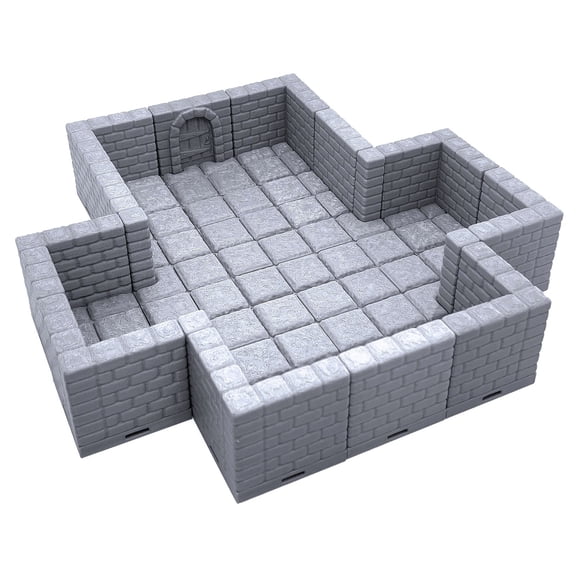 EnderToys Locking Dungeon Tiles - Cross Chamber, Terrain Scenery Tabletop 28mm Miniatures Role Playing Game, 3D Printed Paintable