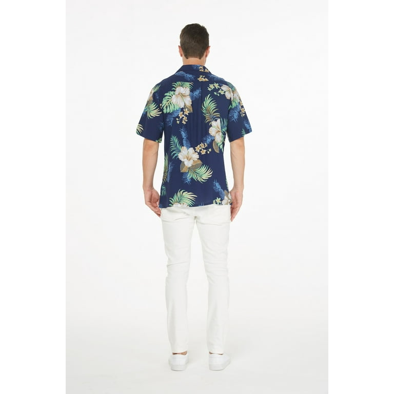 Hawaii Hangover Men's Hawaiian Aloha Shirt Pineapple Garden Navy