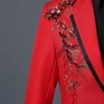 thumbnail image 6 of Abomasnow Mens 2 Pieces Luxury Embroidered Suits 1 Button Print Dinner Tuxedo Jacket and Long Pants Suit Sets Prom Wedding Elegant Blazer Dress Suits, 6 of 8