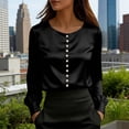 thumbnail image 3 of ZQGJB Women Satin Silk Tops Dressy Business Casual Tunic Blouse Lightweight Long Sleeve Peal Button Decor Work Shirts Office Outfits, 3 of 6