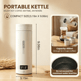 thumbnail image 2 of SPACEMUSE Portable Electric Kettle, 500ml LCD Display SUS304 Travel Water Boiler, 12H Keep Warm, 4-Temp Settings, Auto Shut off & Fast Boil 6-in-1 Office Electric Kettle, Flip-Lid Design, White, 2 of 8