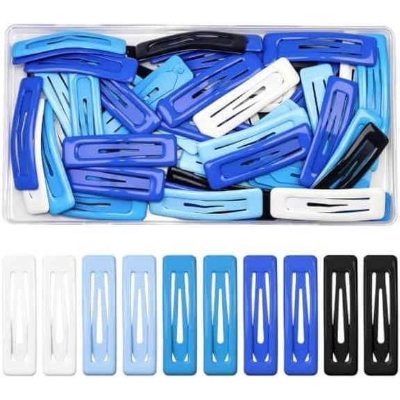 60 count Rectangle Hair Clips for Women Girls, 2 Inch Metal Snap Barrettes, Non Slip Hold Hair Pins for Thick Thin Hair, Cute Clips for Daily Wear School Party,Blue