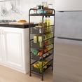 thumbnail image 6 of BENOSS 5 Tier Slim Rolling Cart with Drawers Pull-Out Design Corner Storage Shelf Organizer with Wheels，Black-Metal, 6 of 7