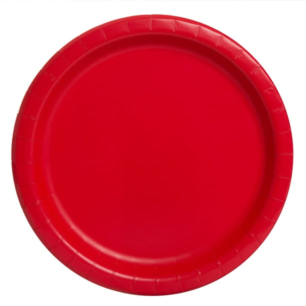 Red Paper Dessert Plates, 7in, 20ct