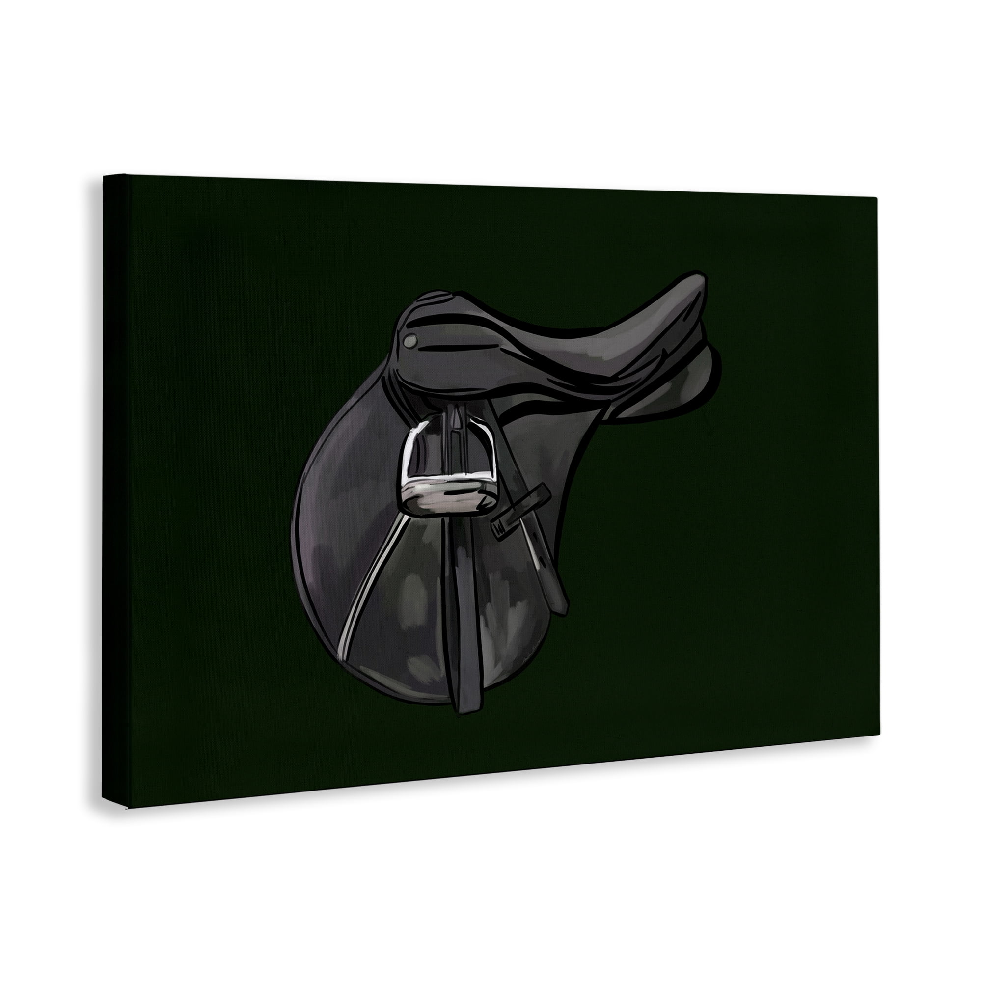 Stupell Industries Black Horse Saddle Abstract Painting Gallery Wrapped Canvas Art Print Wall Art, 30 x 20