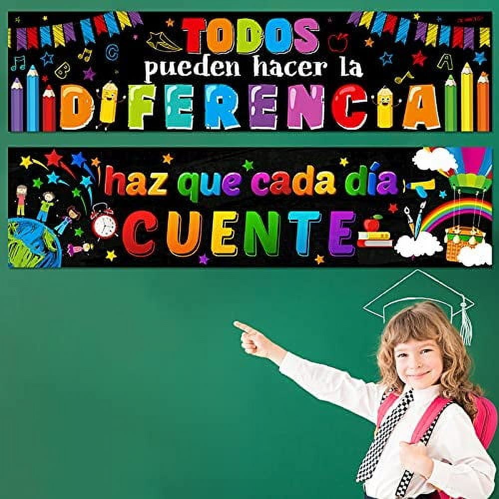2 Pieces Bienvenidos Sign Spanish Welcome Banner Spanish Banner  Inspirational Poster Spanish Motivational Banner with 40 Adhesive Dot for  Kids Students Spanish Classroom Decoration (White Background) : :  Office Products