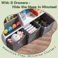 thumbnail image 4 of Bookshelf and Toy Storage, 3-Tier Wooden Montessori Bookshelves with 3 Fabric Boxes, Montessori Toy Shelf, Classroom Bookshelf Nursery Book Shelves Toddler Book Shelf for  Rooms, 4 of 14