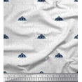 thumbnail image 1 of Soimoi Blue Modal Satin Fabric Damask & Lotus Temple Architectural Print Fabric by the Yard 42 Inch Wide, 1 of 3