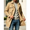thumbnail image 5 of Spring Fall Men Double Breasted Casual Lapel Trench Coat Belted Windbreaker, 5 of 8