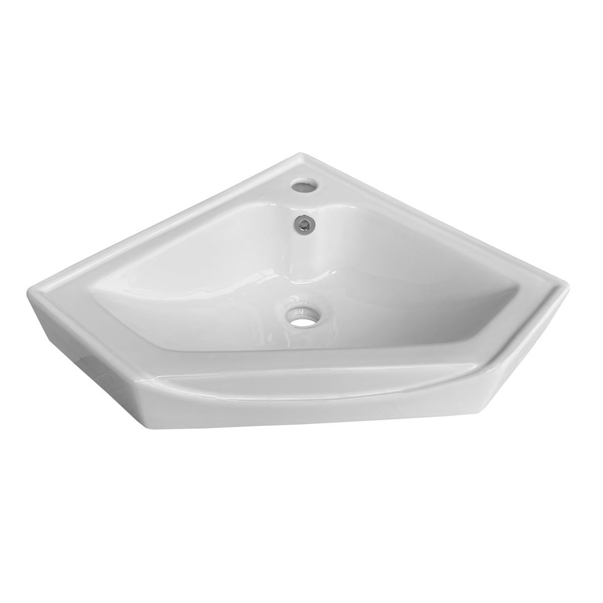 Modern Wall Mount Bathroom Corner Sink Alexander II White Porcelain Sink w/Overflow Renovators Supply