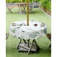 thumbnail image 4 of nqOlkjepod Green Eucalyptus Leaves Outdoor Tablecloth with Umbrella Hole & Zipper, Summer Botanical Butterflies Round Table Cover 60 Inch, Dining Waterproof Table Cloth Protector for Patio/Party, 4 of 7