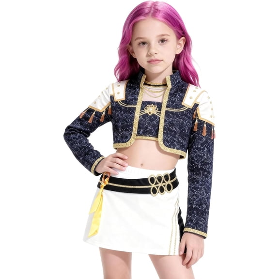 Guvpev Halloween Cosplay Costume for G'irl's, Popular Singer Idol Group Stage Performance Outfit with Top and Dress, Pop Star Role Play Costumes for Halloween Dress Up Party, Festival & Carnival