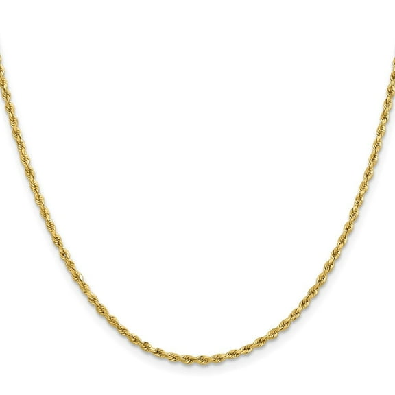 Diamond2Deal 10K Yellow Gold 2mm Lightweight Diamond-Cut Rope Chain Necklace for Women 16"