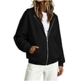 thumbnail image 4 of vdgthytj Sweatshirts for Women Full Zip Long Sleeve Drop Shoulder Side Striped Hooded Jackets Fall Winter Athleisure Outerwear with Pockets(Small,Black), 4 of 7