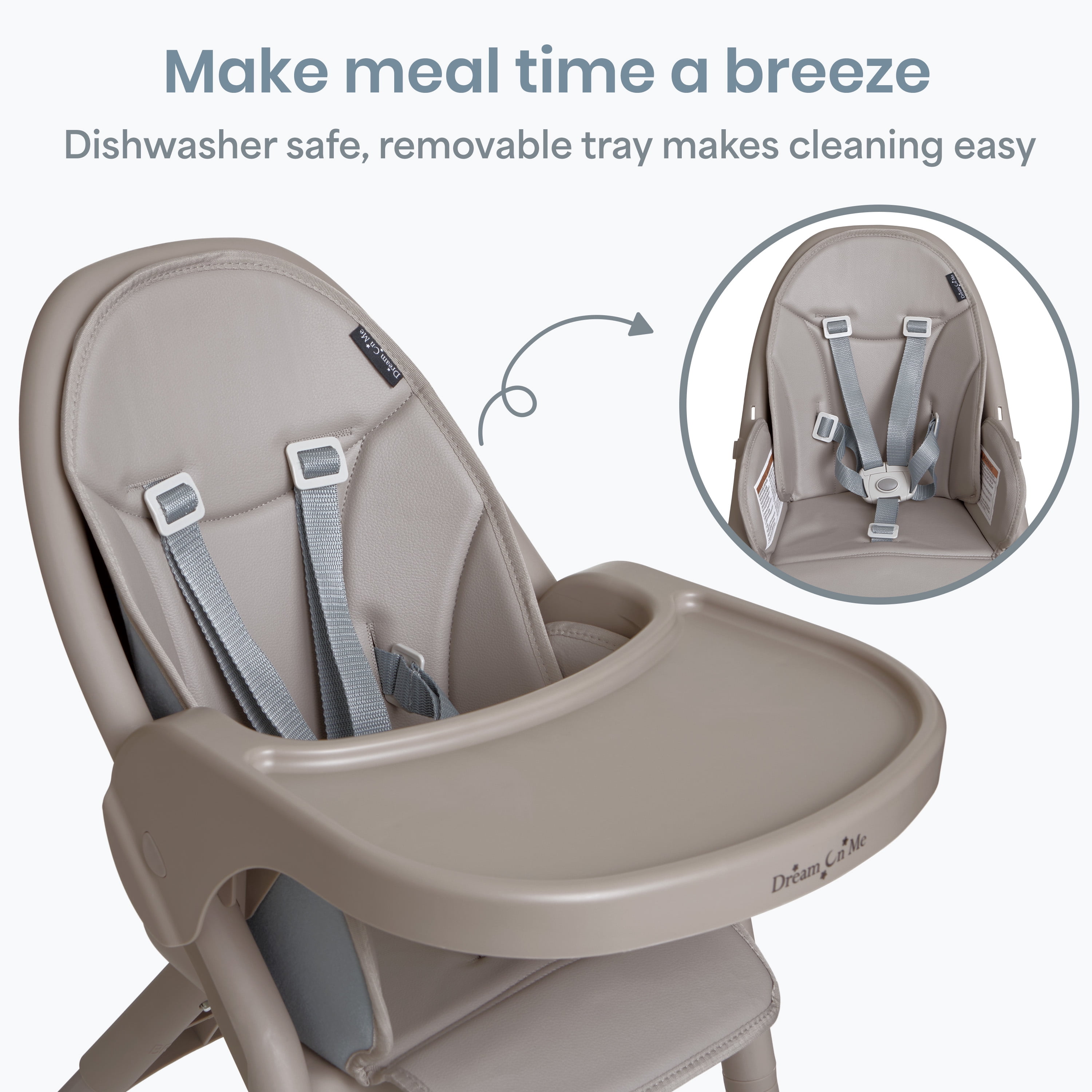 Dream On Me Chomper Champ 2-in-1 Highchair, Cloud Gray
