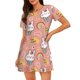 thumbnail image 1 of Balery Rabbit So Cute Camisón de manga corta con cuello redondo para mujer, cómodo y elegante., 1 of 6