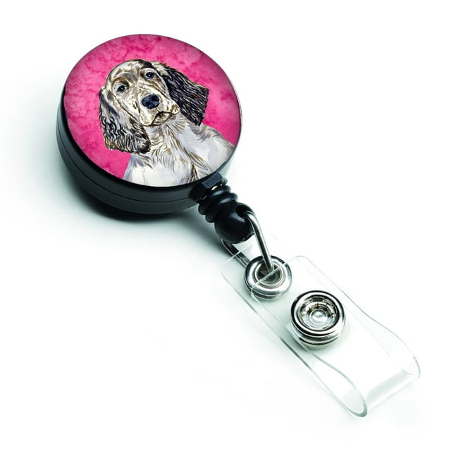 ""Caroline'S Treasures Carrete Retráctil Para Insignia De Setter Inglés Rosa, Multicolor (Lh9367Pkbr)""