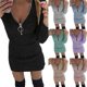 thumbnail image 4 of Womens V Neck Bodycon Dress Sweater Ladies Long Sleeve Jumper Mini Dress Jumpers, 4 of 8