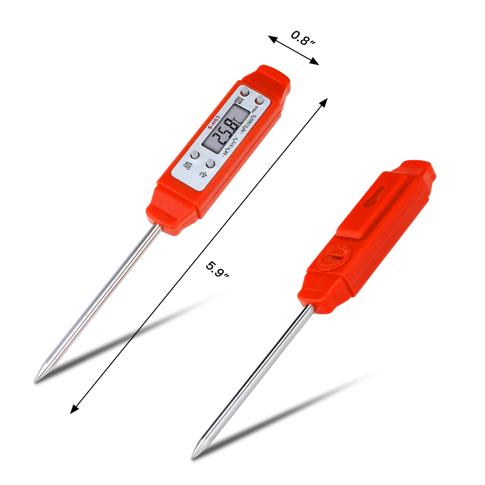 Unique Bargains Instant Read Food Thermometer with Protective Case for Cooking Red