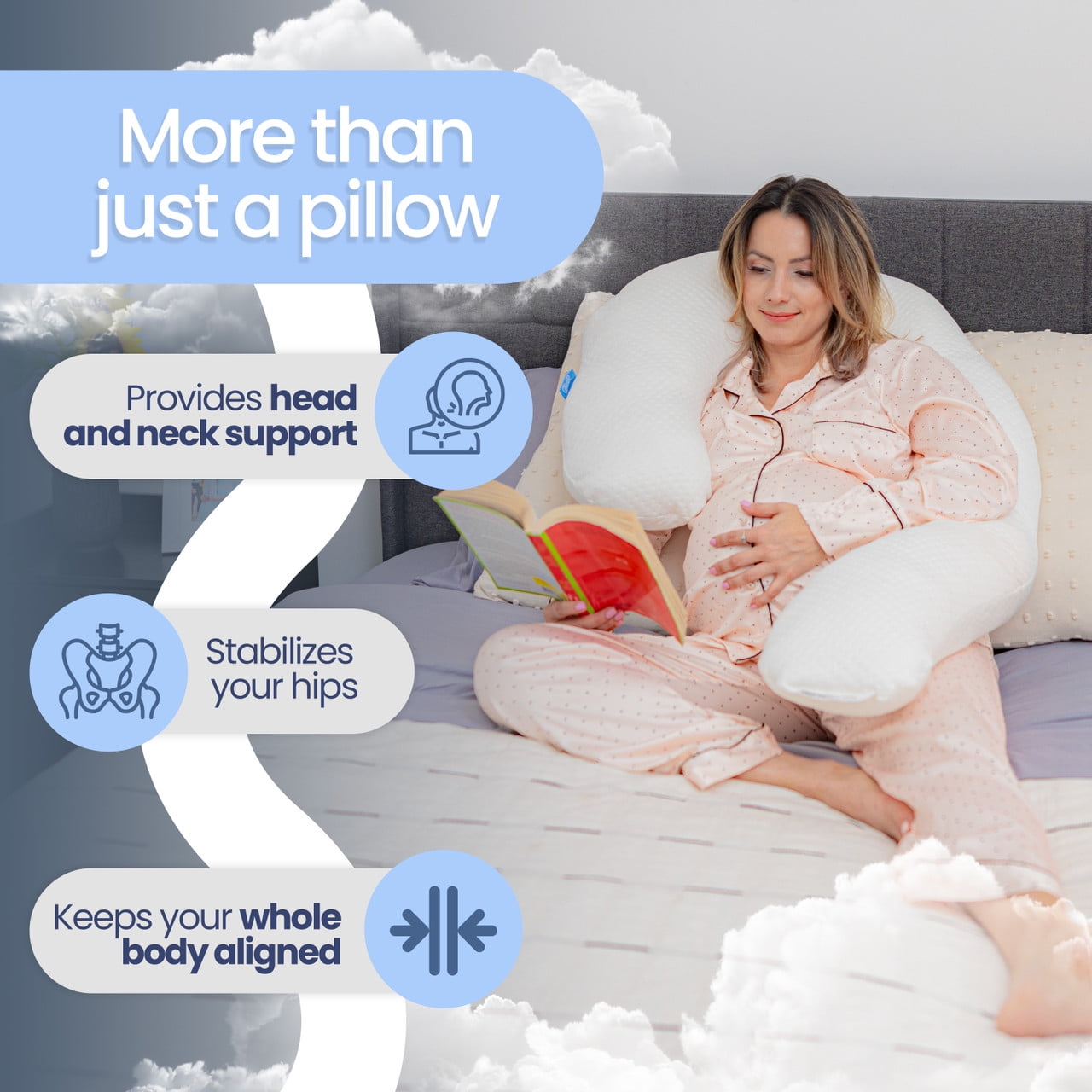Contour Swan Orthopedic Side Sleeper Pillow for Shoulder Relief and Leg Support Cushion