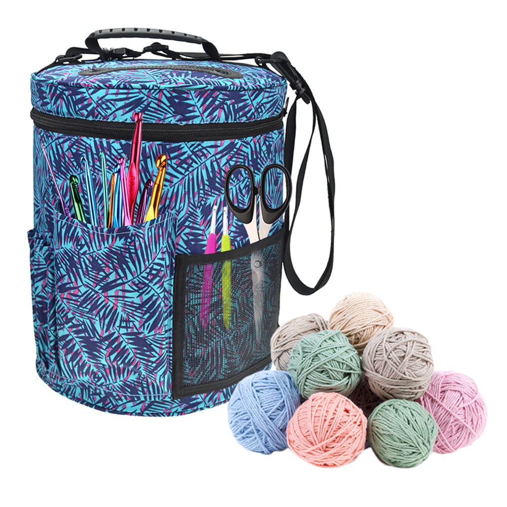 A Large Yarn Storage Bag Cylinder Wool Storage Bag Yarn Organizer with Shouler Strap Yarn Containers for Home Office Trave 