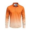 thumbnail image 6 of TKKCS Mens Gradient Long Sleeve Polo Shirts- Casual Stretch Lightweight Regular Fit Golf Shirts Orange Size M, 6 of 7