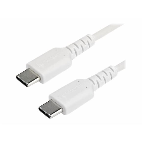 StarTech.com 2m USB C Charging Cable, Durable Fast Charge & Sync USB 2.0 Type C to USB C Laptop Charger Cord, TPE Jacket Aramid Fiber M/M 60W White, Samsung S10, S20 iPad Pro MS Surface - Heavy Duty and Rugged - USB cable - 24 pin USB-C (M) straight to 24 pin USB-C (M) straight - Thunderbolt 3 / USB 2.0 - 6.6 ft - white