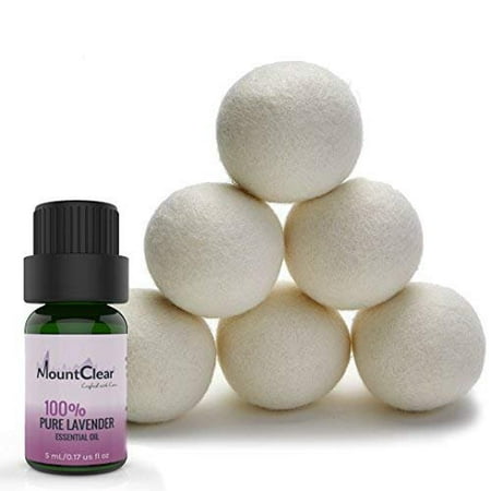 Mountclear Wool Dryer Balls-Lavender Scented Oil Fabric Softener-All Natural,Chemical Free and Hypoallergenic Reusable Washer Balls-Shorter Drying Time Saves Time and Money-Laundry (Best Time To Add Fabric Softener)