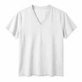thumbnail image 3 of yillto Mens Big and Tall Cotton Linen Tops Summer Loose Lightweight Breathable Short Sleeve Shirts, 3 of 6
