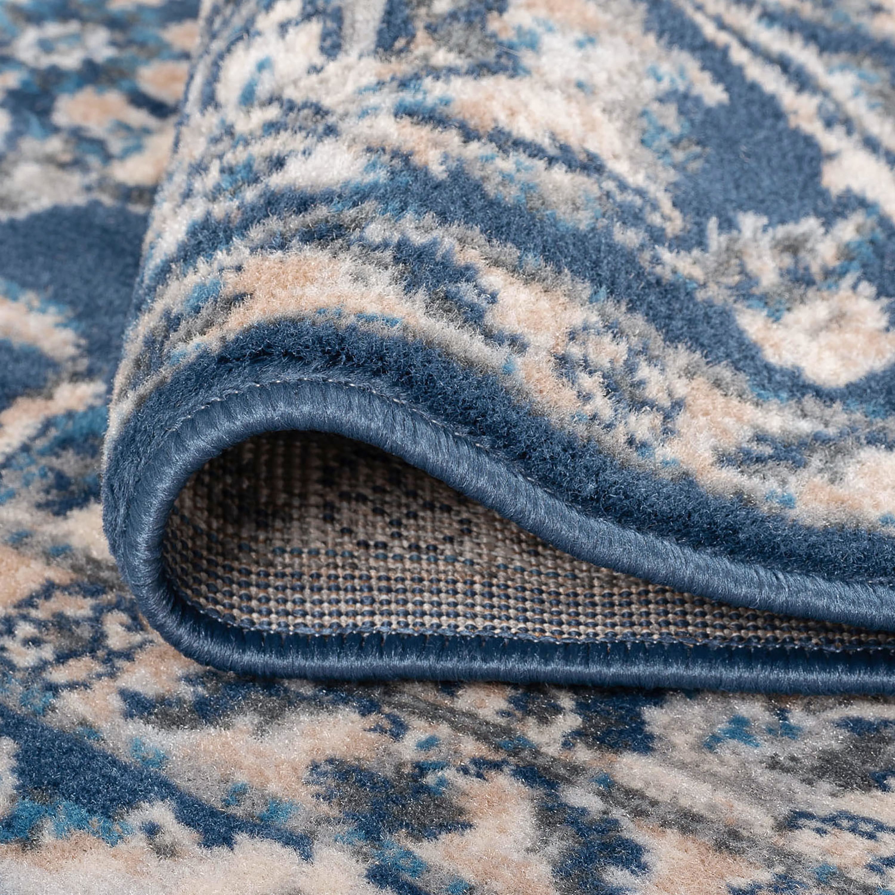 Madison Traditional 4' x 5' Dark Blue Polypropylene Indoor Area