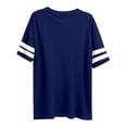 thumbnail image 6 of hoksml Women's Striped Sleeve Drop Shoulder T-Shirt, Loose Fit Crew Neck Casual Sporty Tee for Summer Daily Wear, 6 of 6