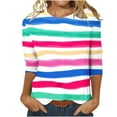 thumbnail image 2 of Gaecuw 3/4 Sleeve Shirts for Women Summer Tops Blouses Three-Quarter Sleeve T Shirts Regular Fit Pullover Tees T-Shirts Striped Tops Crew Neck Blouses T Shirts Pullover Tops Summer Tees Tops, 2 of 4