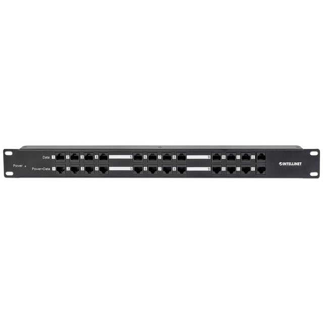 Panel de parcheo de 24 puertos con 12 puertos RJ45 para entrada de Intellinet Network Solutions 720342
