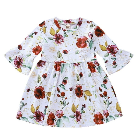 

Toddler Wedding Dress Flower Girls Sequin Lace Tulle Children Girls Long Sleeve Flower Prints Flared Sleeve Dresses Princess Dress Dress for Little Girls 6 Baby Girl Christmas Dress with Headband