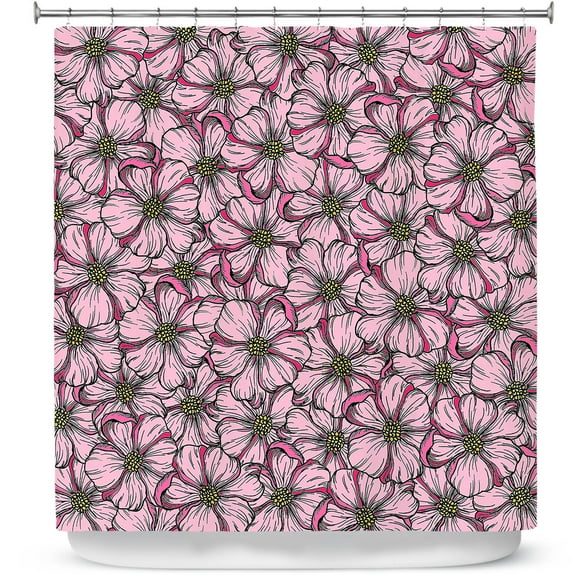 Shower Curtains 70" x 93" from DiaNoche Designs by Julia Di Sano - Wild Blooms Pink Yellow
