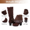 thumbnail image 3 of LOVE STEETLY Women's Knee High Slouchy Chunky Heel Boots, Side Zipper Round Toe Faux Leather Casual Comfort Versatile Boot, 3 of 7