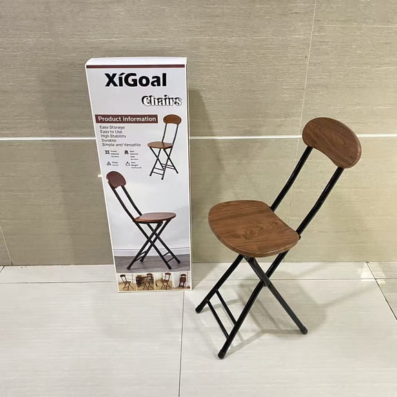 XIGOAL chairs,Folding Bar Stools, 24-inch Kitchen Counter Height Stools with Backrest, Portable Bar Chairs for Home Kitchen Island Breakfast, No Assembly, Natural