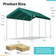 thumbnail image 2 of ADVANCE OUTDOOR 10' x 20' Heavy Duty Steel Carport Car Canopy Garage Boat Shelter Party Tent, Adjustable Height from 9.6 ft to 11.2 ft, Green, 2 of 7