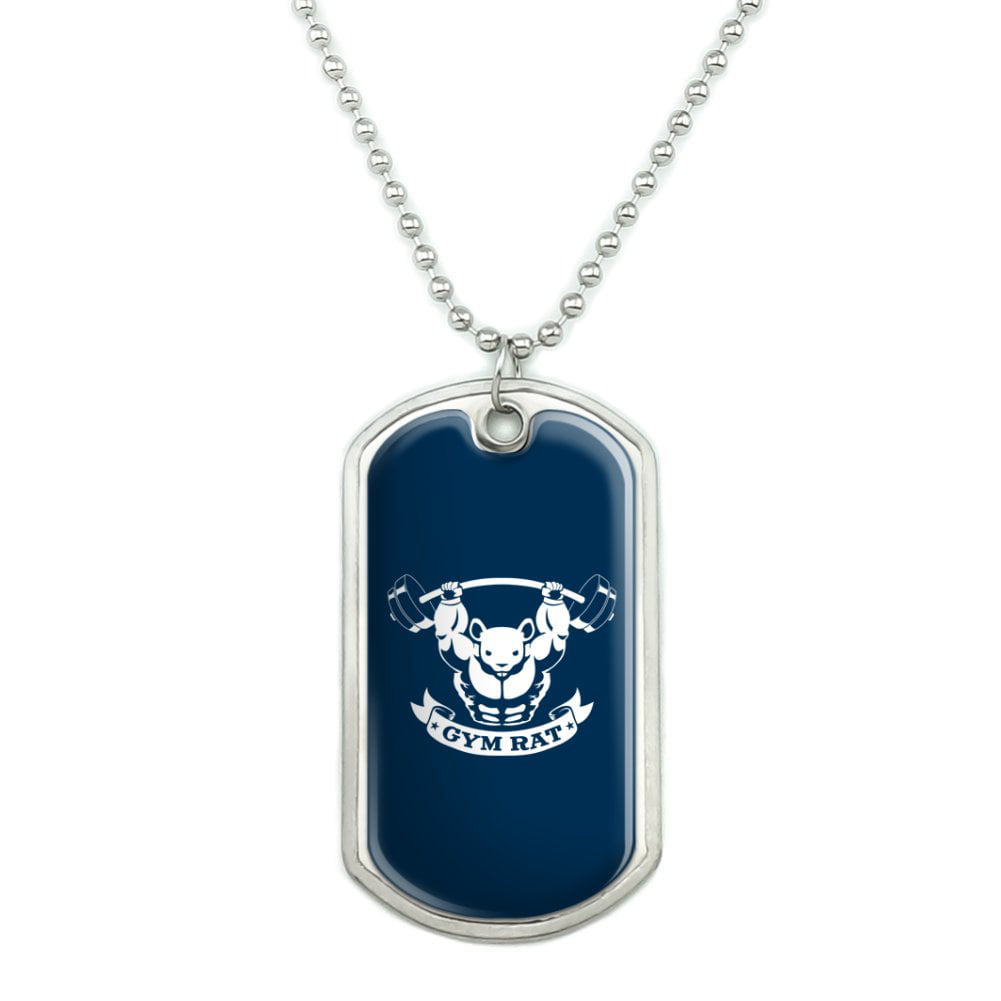 GRAPHICS & MORE Personalized Custom 1 Line Gym Rat Weight Lifting 1 Pendant with Sterling Silver Plated Chain