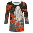 thumbnail image 4 of YDFCWXW Halloween Shirts for Women 3/4 Sleeve Length Fall Fashion 2025 Pumpkin Ghost Spooky Season Shirt Red, XL, 4 of 4