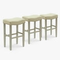 thumbnail image 3 of WestinTrends Lenox 29" Upholstered Saddle Seat Antique Gray Counter Stool (Set of 3), Antique Gray, 3 of 4