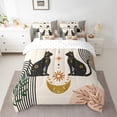 thumbnail image 2 of jejeloiu Cute Kitten Cat 7pcs Bedding Comforter Set,Boho Exotic Style Queen Bedding Sets,Abstract Geometric Stripe Queen Sheet Sets For Girls Boys,Microfiber Bedroom Decor Reversible, 2 of 8