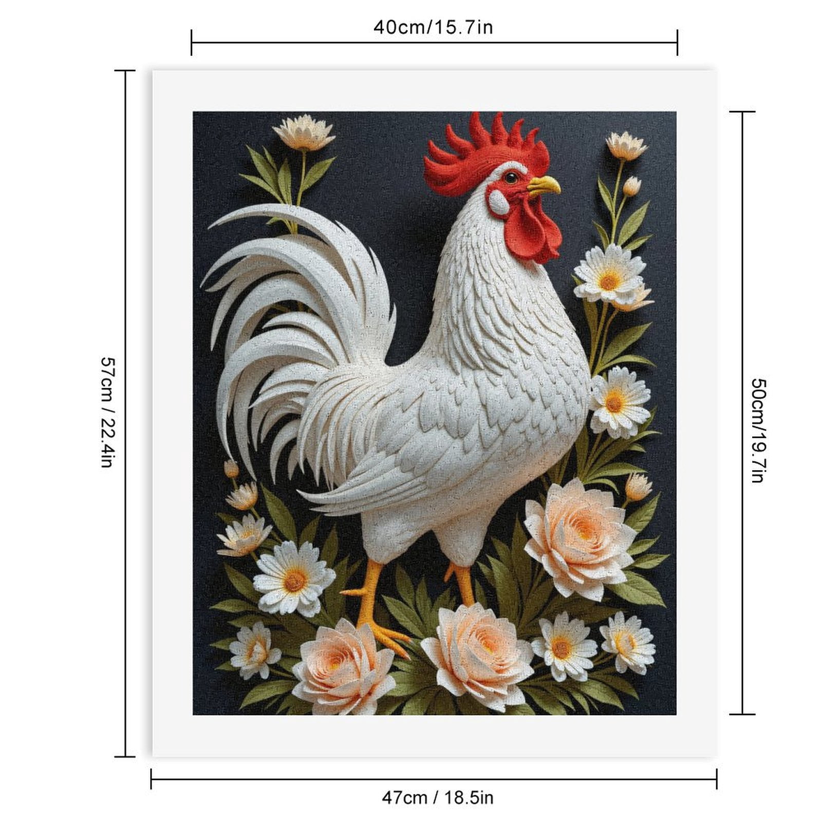 Paint By Numbers Kit for Adults Beginner - Rooster Floral Art Paper Sculpture DIY Canvas Painting Kits for Adults, Frameless Paint By Number for Adults for Home Wall Decor 16x20 Inch