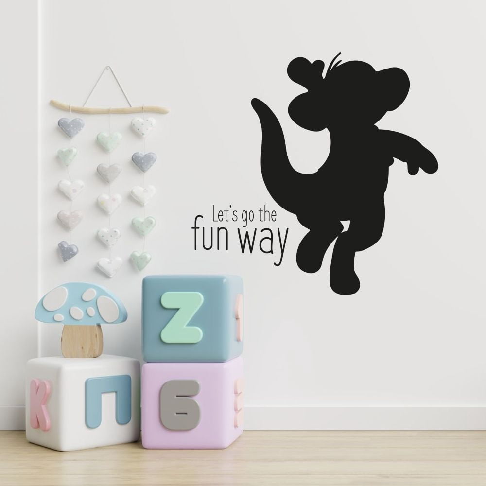 Let's Go The Fun Way Cute Winnie The Pooh Character Silhouette Vinyl Wall Sticker Decal Wall Art Décor Home Room Kids Room Boys Girls Room Winnie Pooh Lover Living Room Decoration Size (40x30 inch)