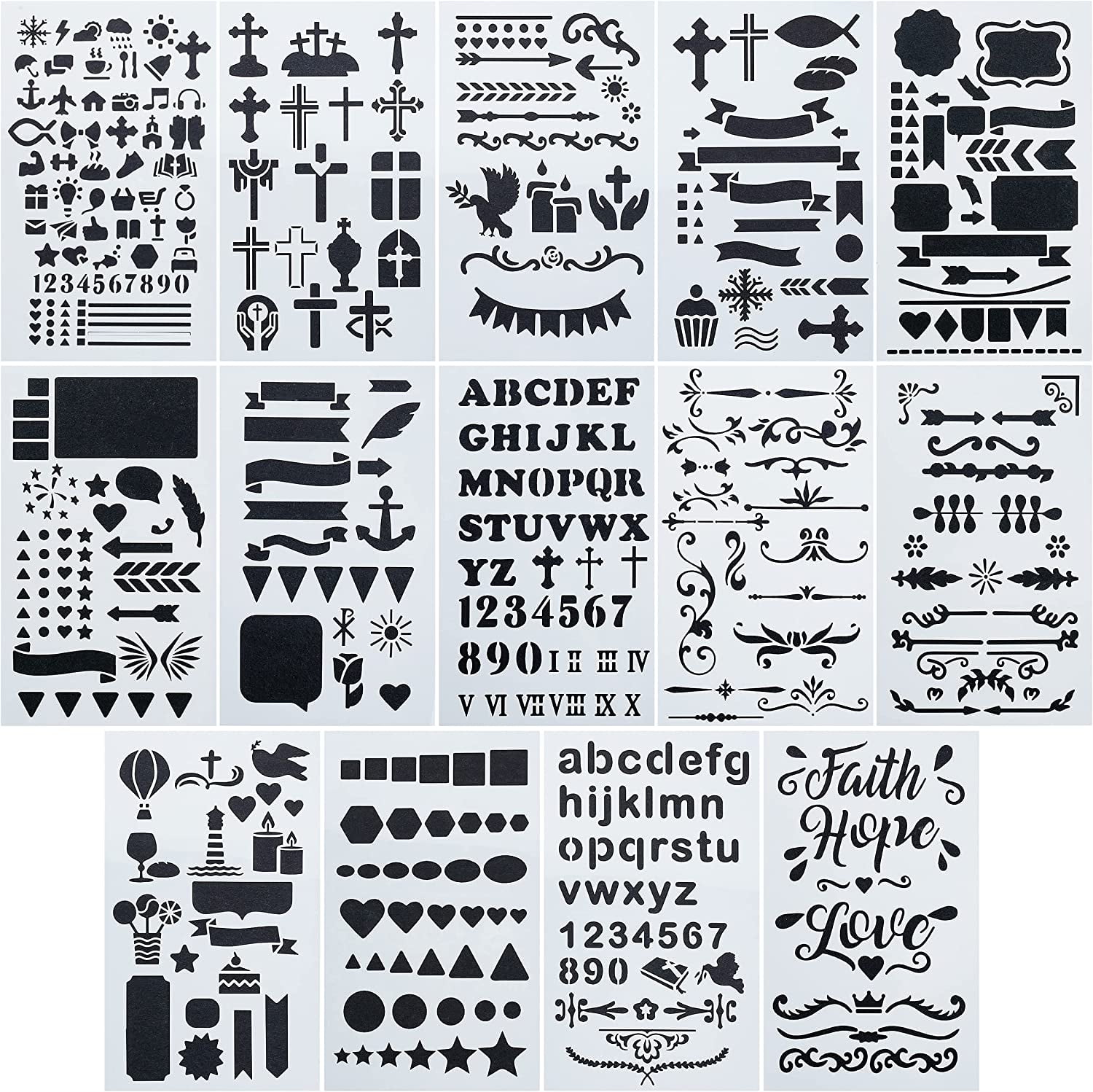 Mr. Pen- Bible Journaling Stencil, 4.2 x 7 Inch, 14 Sheets, Stencil Set ...