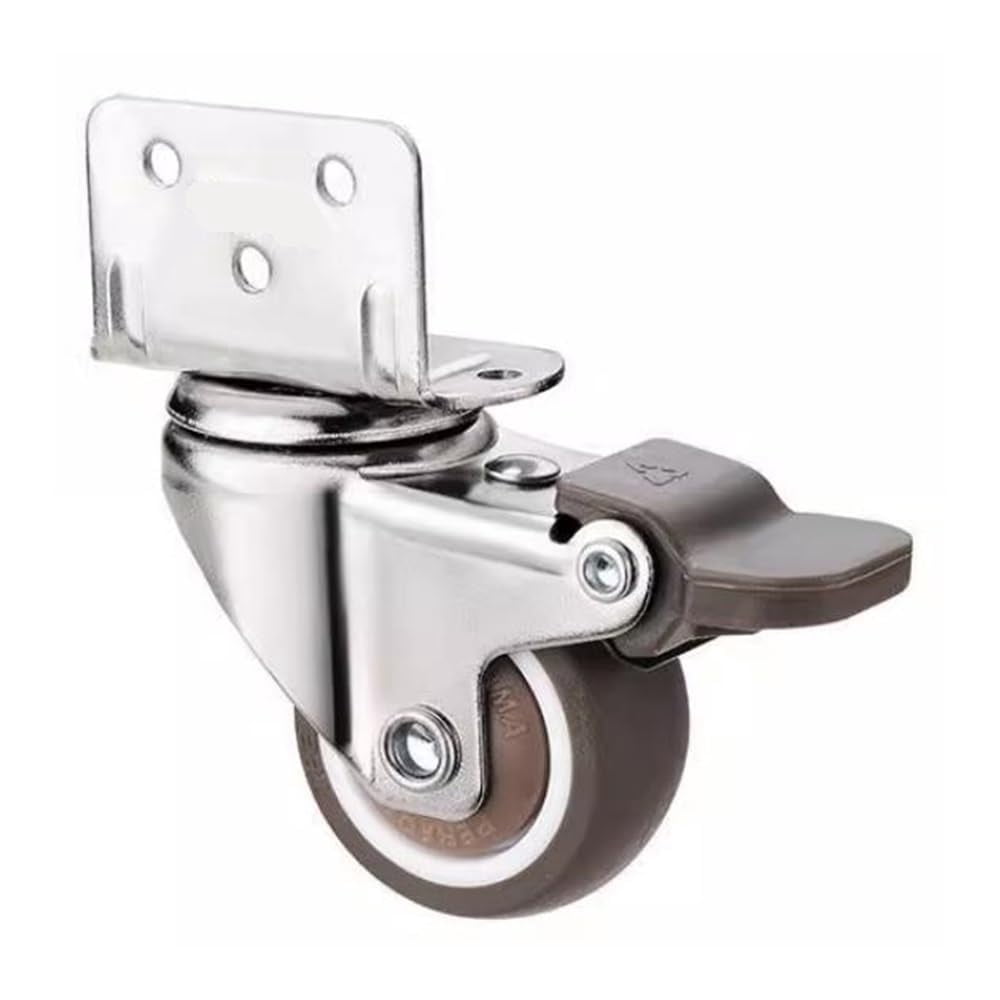 FRKSMD-1.5 Inch Side Mount Casters, 1.5" L-Shaped TPR Rubber Caster, Ball Bearing 360 Degree Plate Swivel Castors Wheel,Industrial Castor Wheels for Carts,Furniture and Workbench(With brake casters