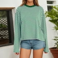 thumbnail image 2 of Women's Long Sleeve Striped T Shirt with Color Design for Comfortable Everyday Wear and Loose Fit, 2 of 4