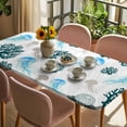 thumbnail image 3 of Jellyfish Coral Coastal Table Cloths for 3 Foot Rectangle Tables, Nautical Summer Beach Ocean Sea Patio Waterproof Elastic Fitted Tablecloths, Washable Rectangular Table Cover for Camping, 3 of 8