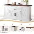 thumbnail image 6 of CQSXDA 63 Inch Farmhouse Barn Door Storage Cabinet With Two Drawers, Adjustable Shelves For Kitchen, Living Room & Dining Room，White, 6 of 14