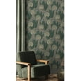 thumbnail image 2 of Teal Bold Metallic Leaf Tropical Wallpaper R8366, 2 of 4